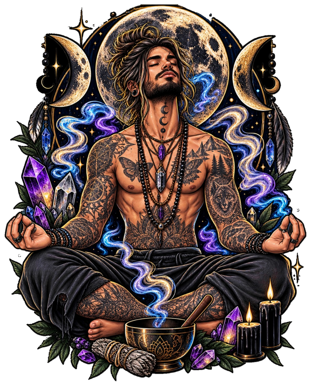 Meditation Man and crystals design by SoulStone Co.