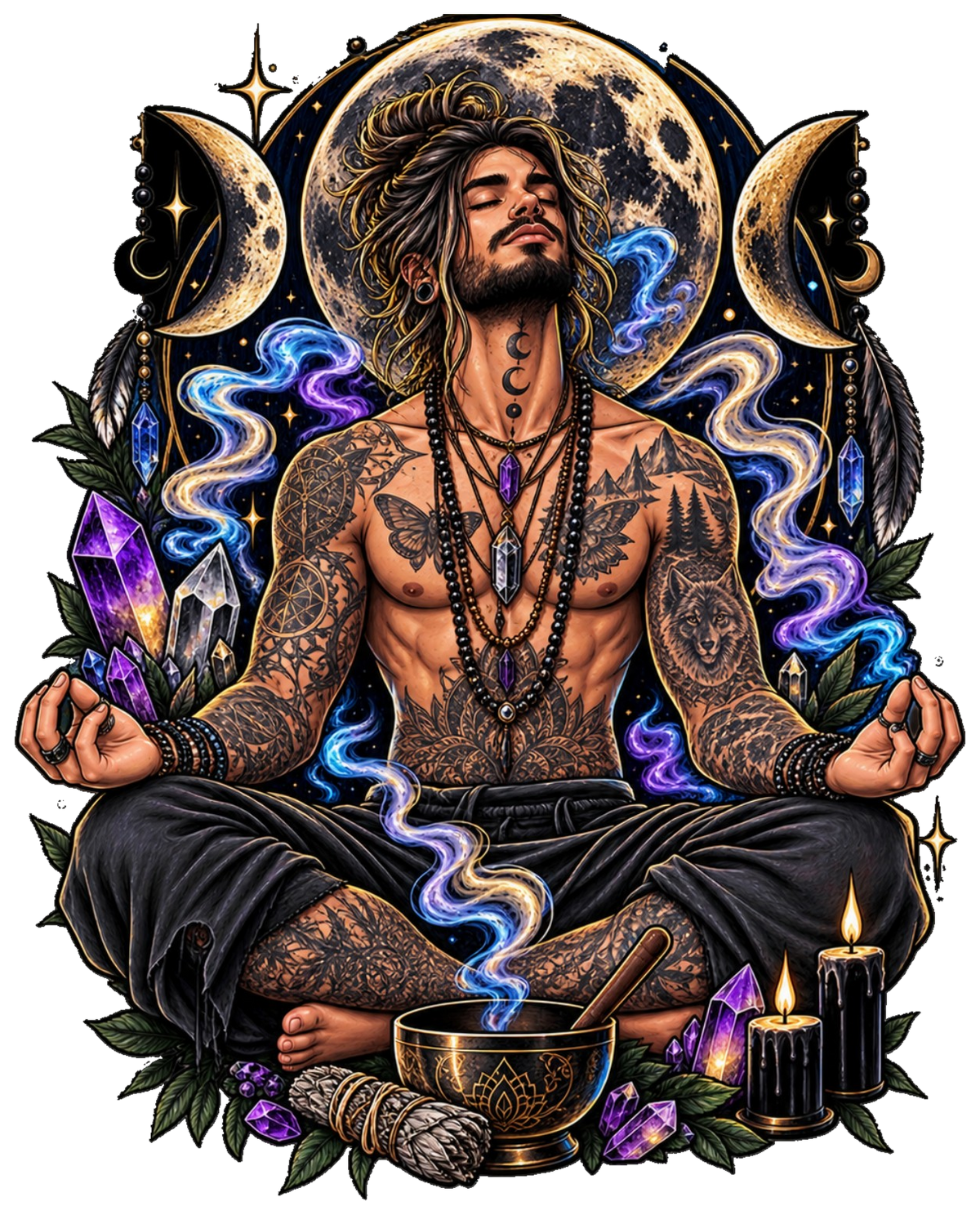 Meditation Man and crystals design by SoulStone Co.