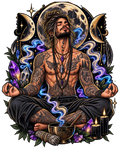 Meditation Man and crystals UV DTF design by SoulStone Co