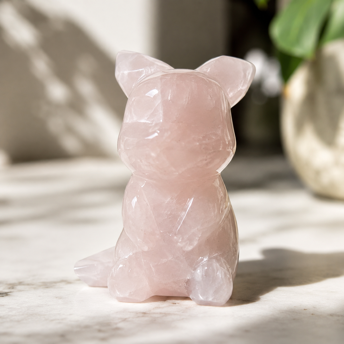Pikachu Rose Quartz crystal carving by SoulStone Co
