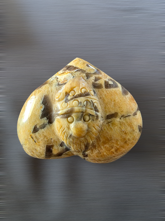 Zebradorite Heart with Carved Gnome