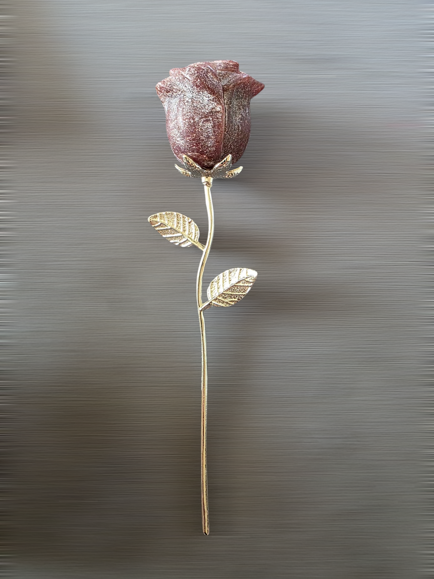 Rose Quartz Crystal Rose with Silver Stem