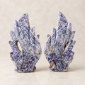 Chevron Amethyst crystal wing carving with purple and white banding