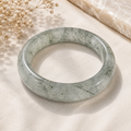 Green Rutilated Quartz polished crystal bangle with needle-like inclusions
