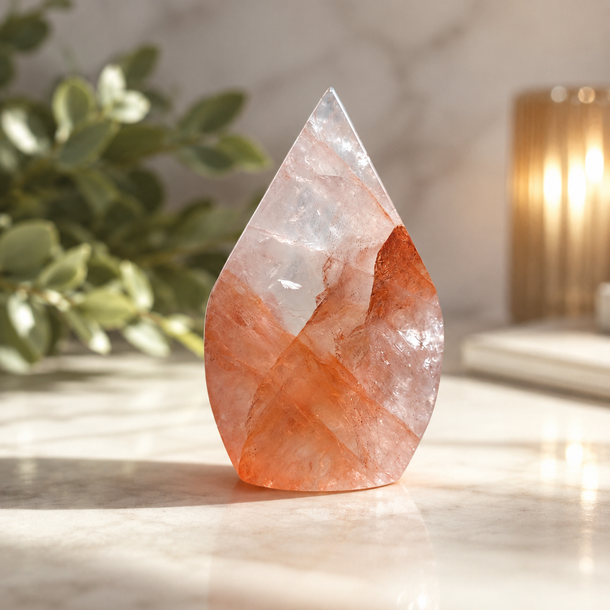 99g Fire Quartz flame crystal with red hematite inclusions