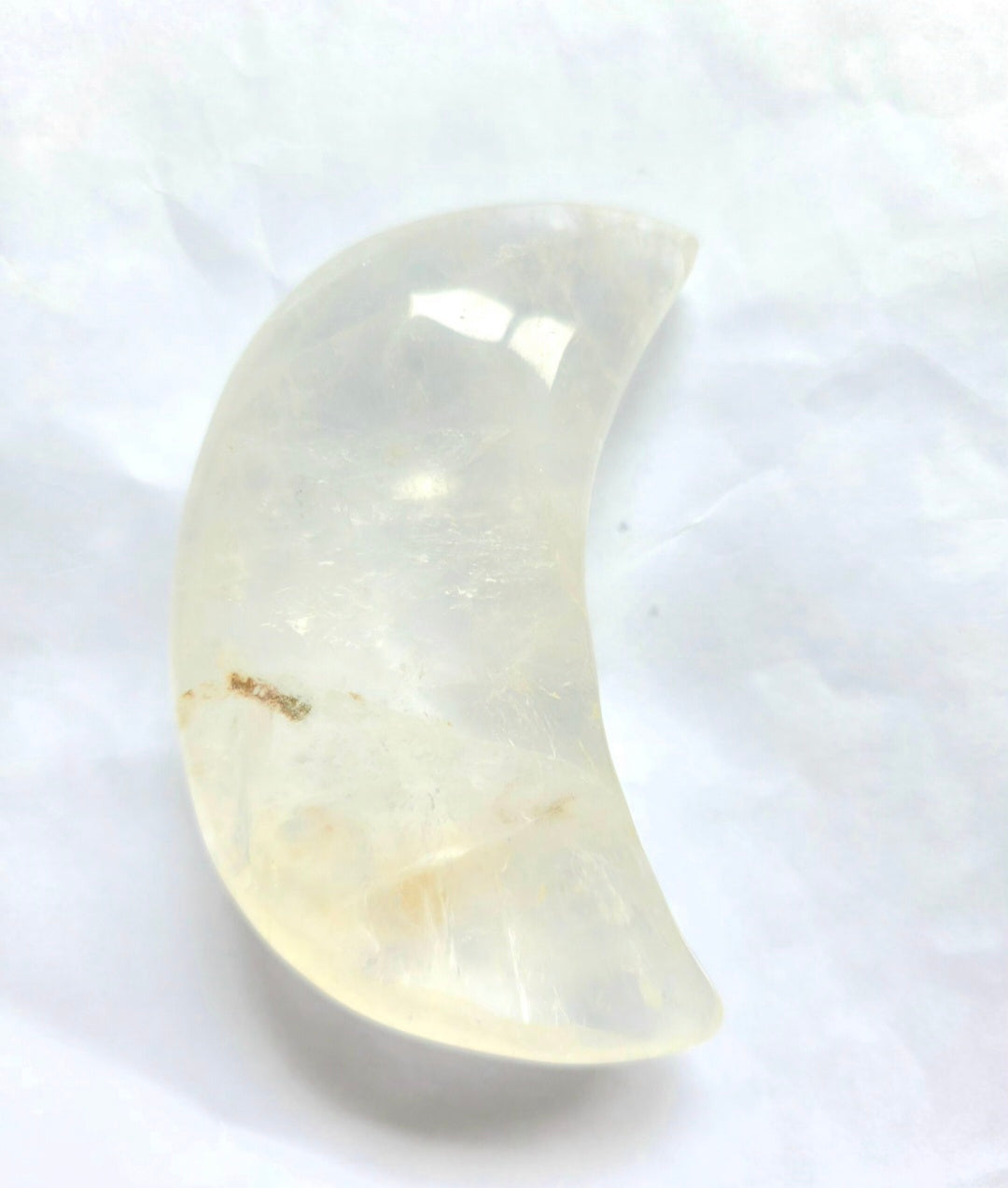 Clear Quartz crescent moon crystal carving by SoulStone Co