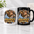 Aquarius Zodiac coffee mug mockup in black and white - SoulStone Co.