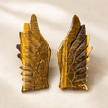 Mini Tiger's Eye crystal wings with golden-brown banding and shimmer