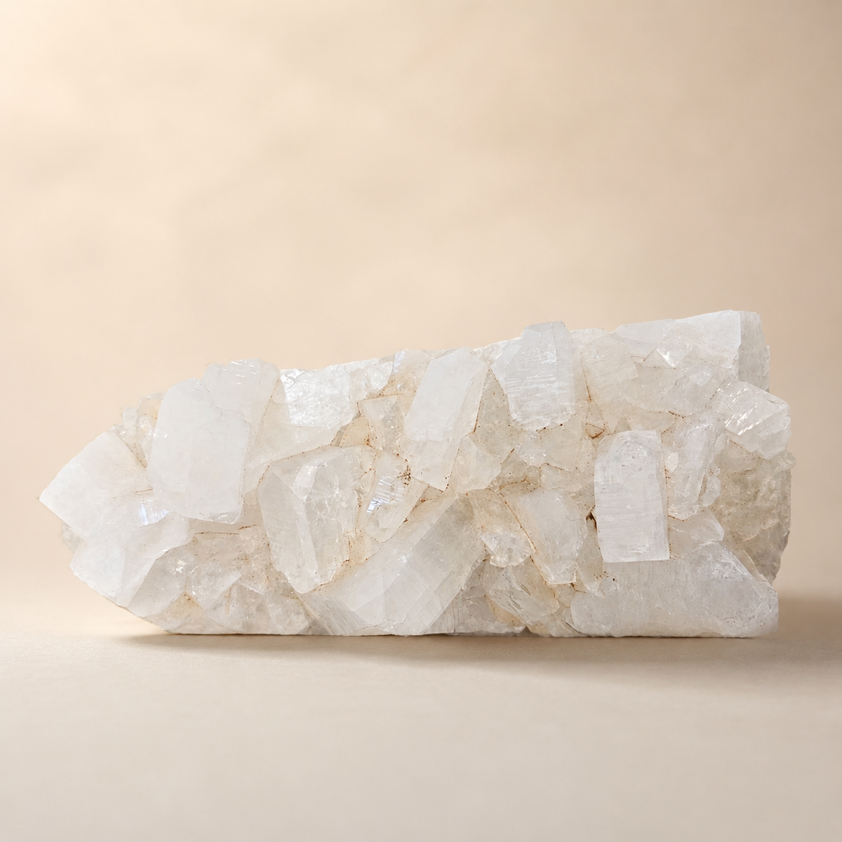 1135g White Apophyllite crystal cluster with geometric milky-white points