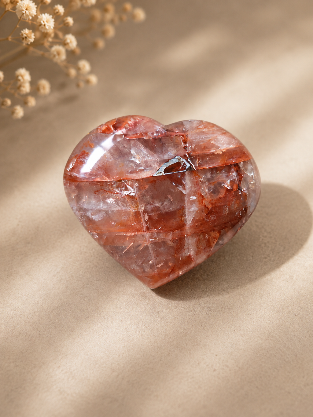 Fire Quartz Bubble Heart