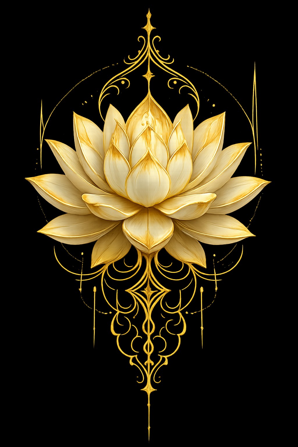 Golden Lotus ornate spiritual design by SoulStone Co.