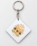 Golden Lotus square metal keyring by SoulStone Co