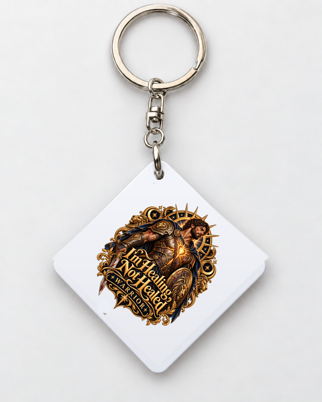 I'm Healing Not Healed Warrior square metal keyring by SoulStone Co