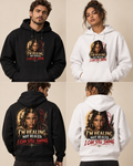 I'm Healing Not Healed warrior goddess hoodie mockup front and back