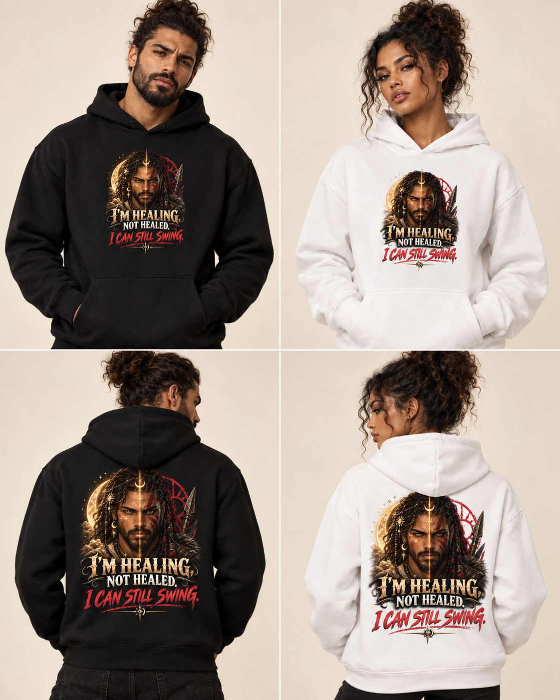 I'm Healing Not Healed warrior hoodie mockup front and back