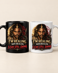 I'm Healing Not Healed warrior black and white mug mockup