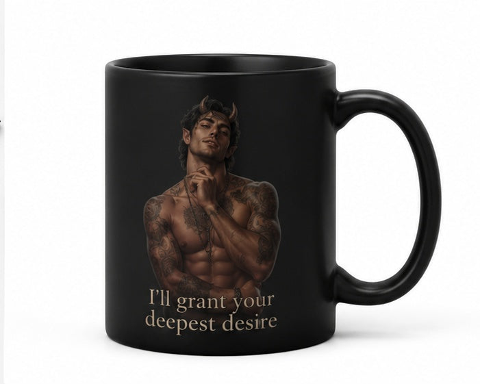 SoulStone Lucifer I'll Grant Your Deepest Desire black coffee mug mockup