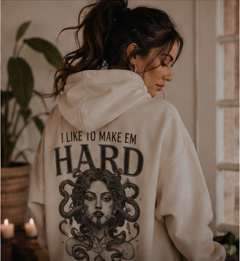 Medusa I Make Them Hard hoodie on female model