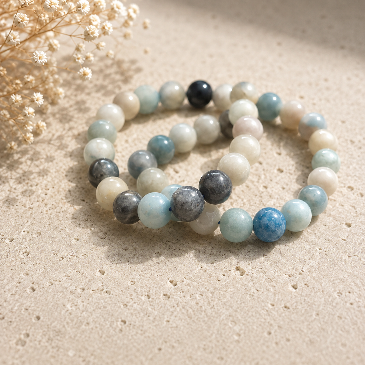 Natural Amazonite polished bead bracelet by SoulStone Co