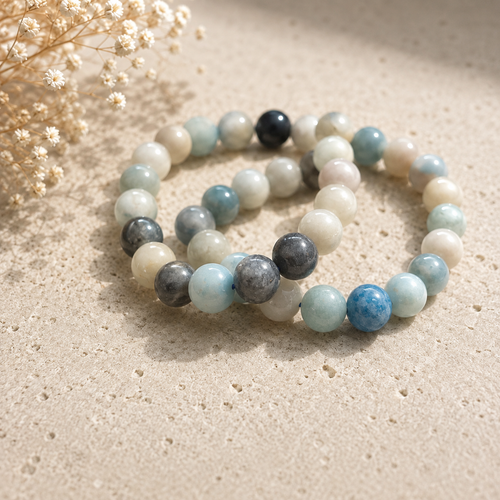 Natural Amazonite polished bead bracelet by SoulStone Co