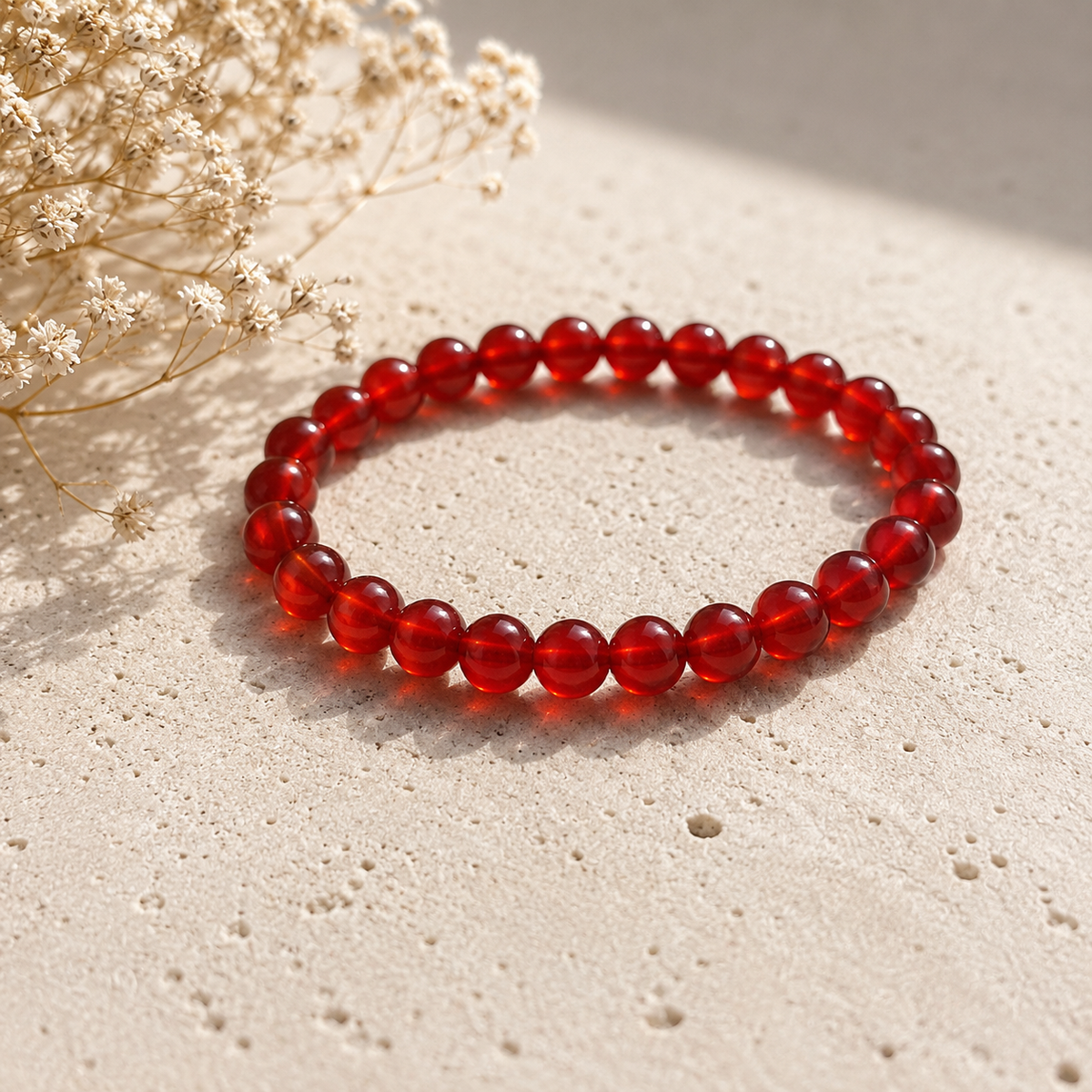 Natural Carnelian polished bead bracelet by SoulStone Co