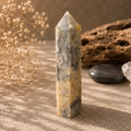 53g Crazy Lace Agate crystal tower with cream and honey banding