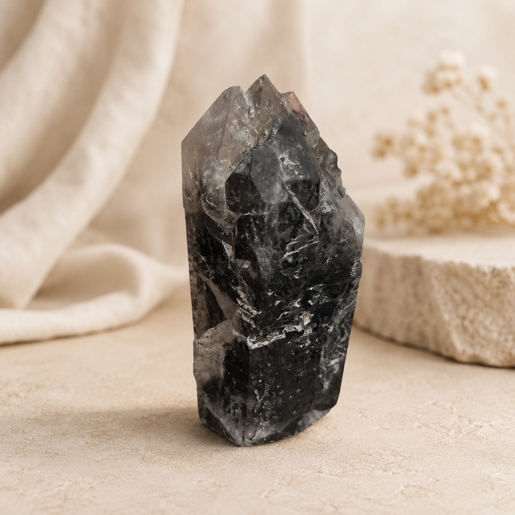210g Smoky Quartz crystal cluster with deep smoky natural formations