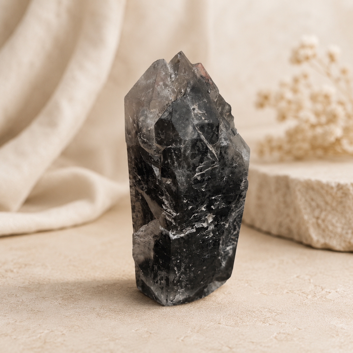 210g Smoky Quartz crystal cluster with deep smoky natural formations