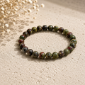Dragon Blood Jasper polished bead crystal bracelet
