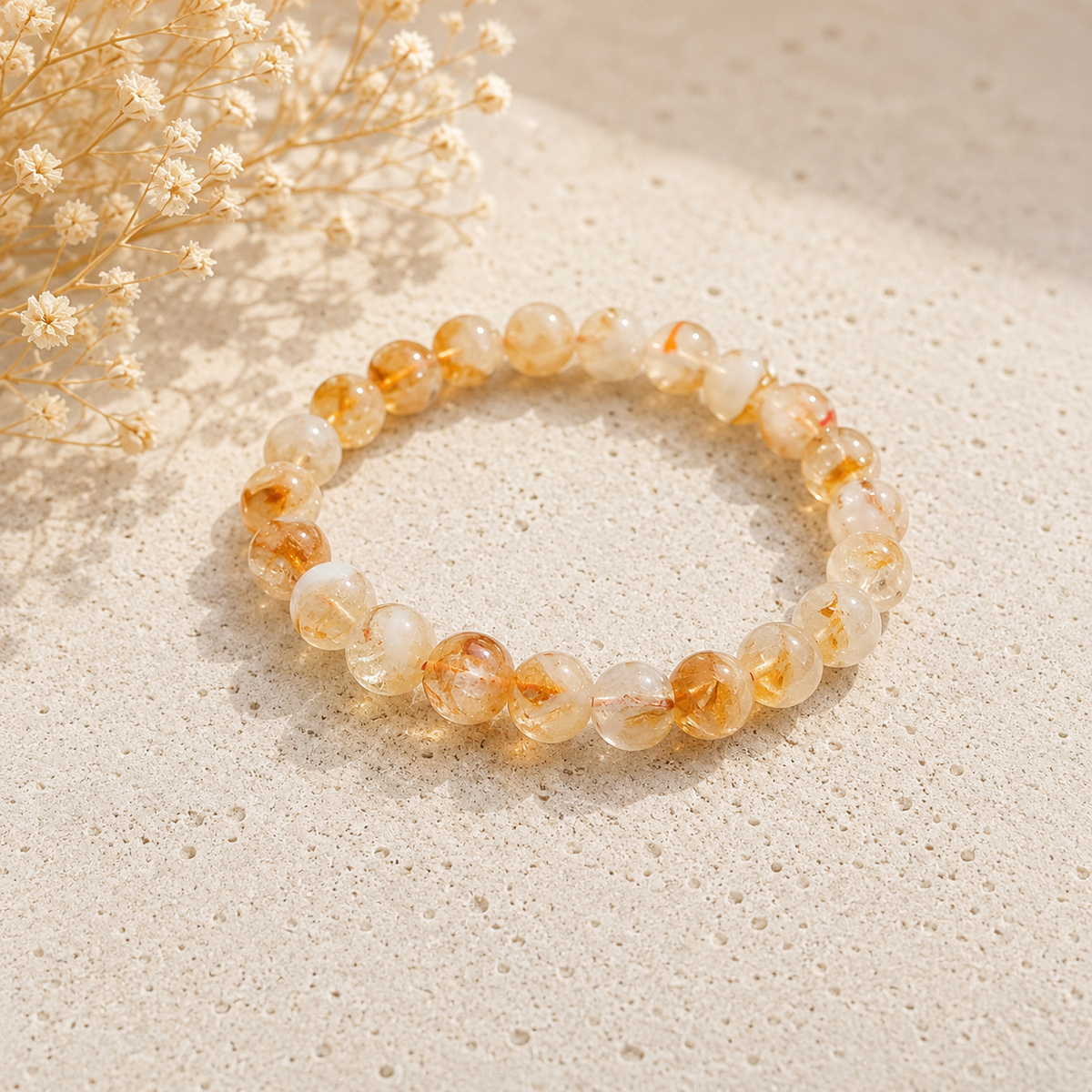 Citrine polished bead crystal bracelet by SoulStone Co