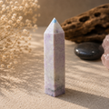70g Lepidolite crystal tower in soft lavender and creamy white tones