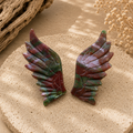 Mini Unakite crystal wings with earthy green and dusty pink colouring
