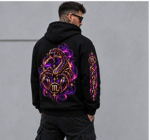 Scorpio Cosmic hoodie on male model