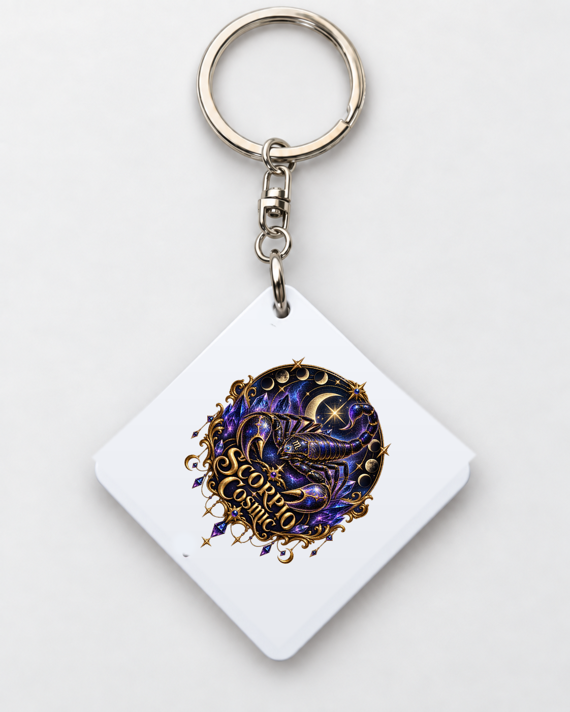 Scorpio Cosmic square metal keyring by SoulStone Co