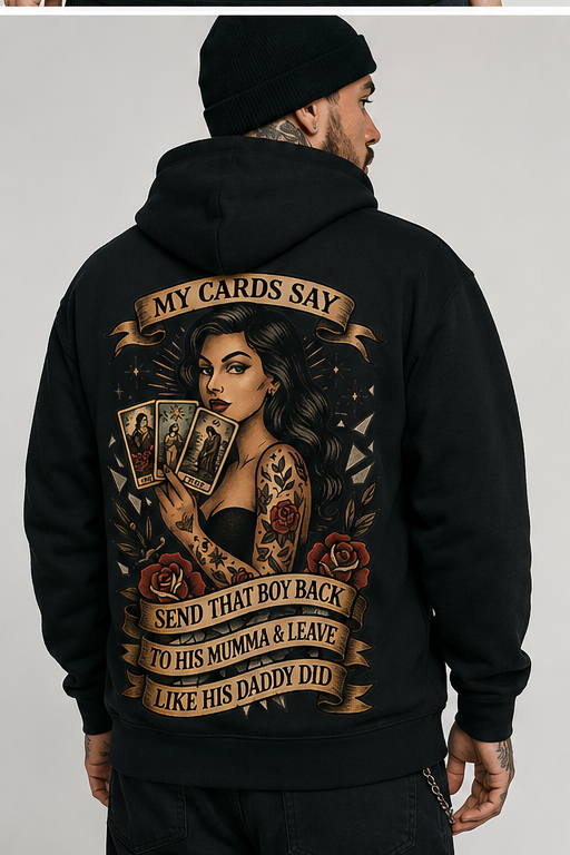 Send That Boy Back tarot hoodie black back mockup