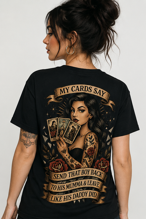 Send That Boy Back tarot T-shirt black back mockup