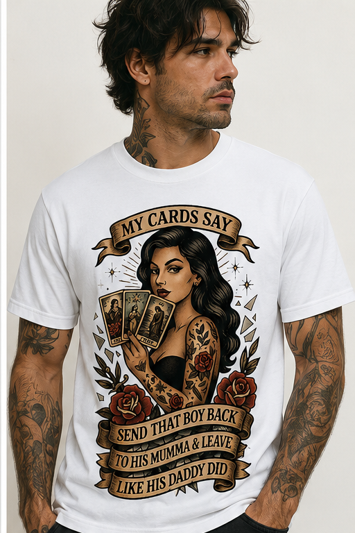 Send That Boy Back tarot T-shirt white front mockup