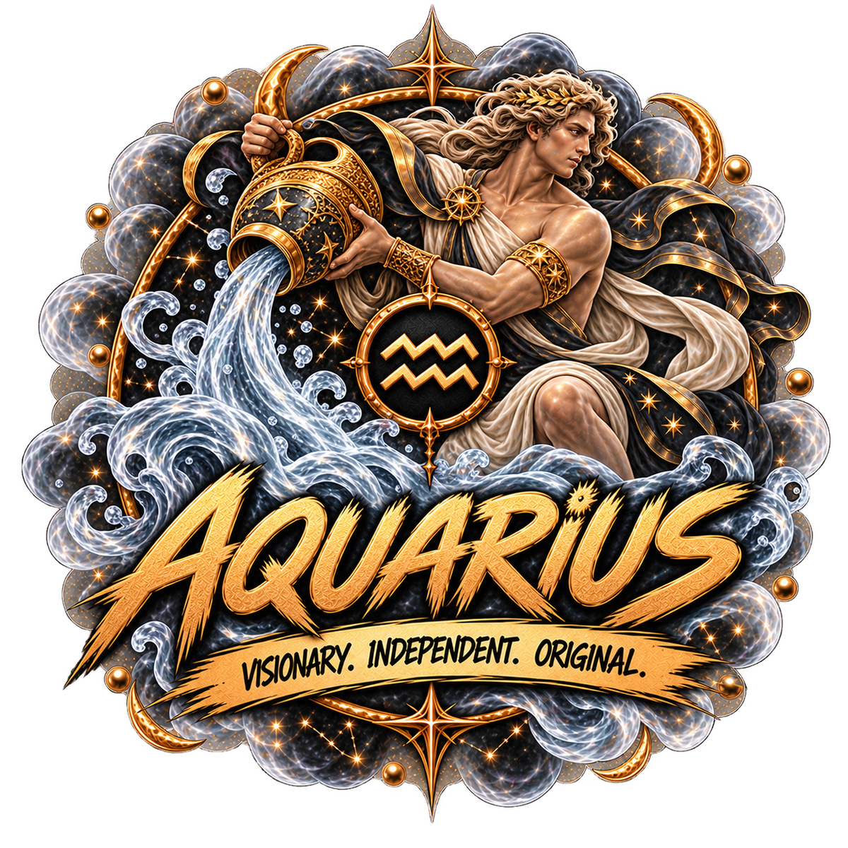 SoulStone Aquarius zodiac artwork — Visionary, Independent, Original