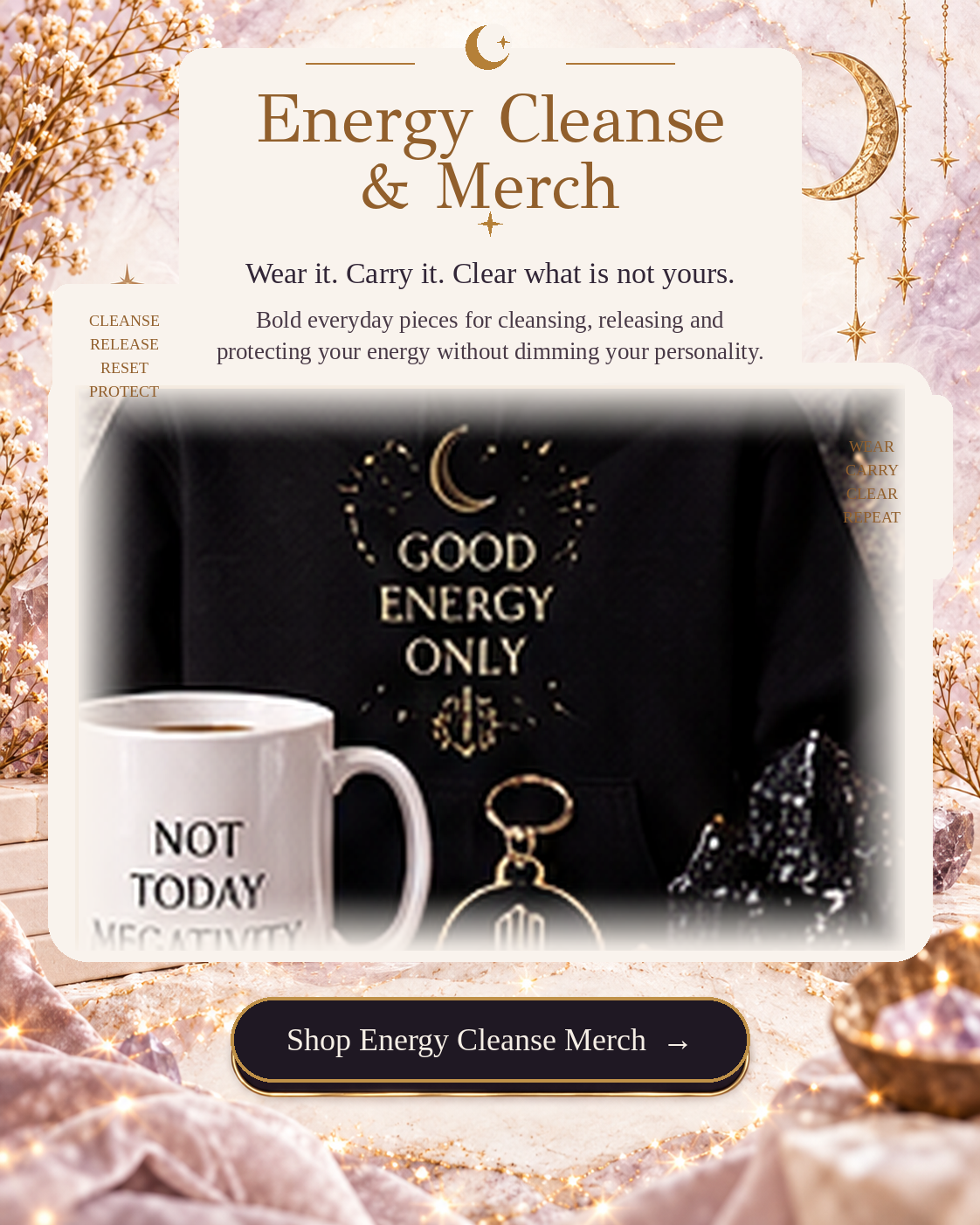 SoulStone Co. Energy Cleanse merch panel