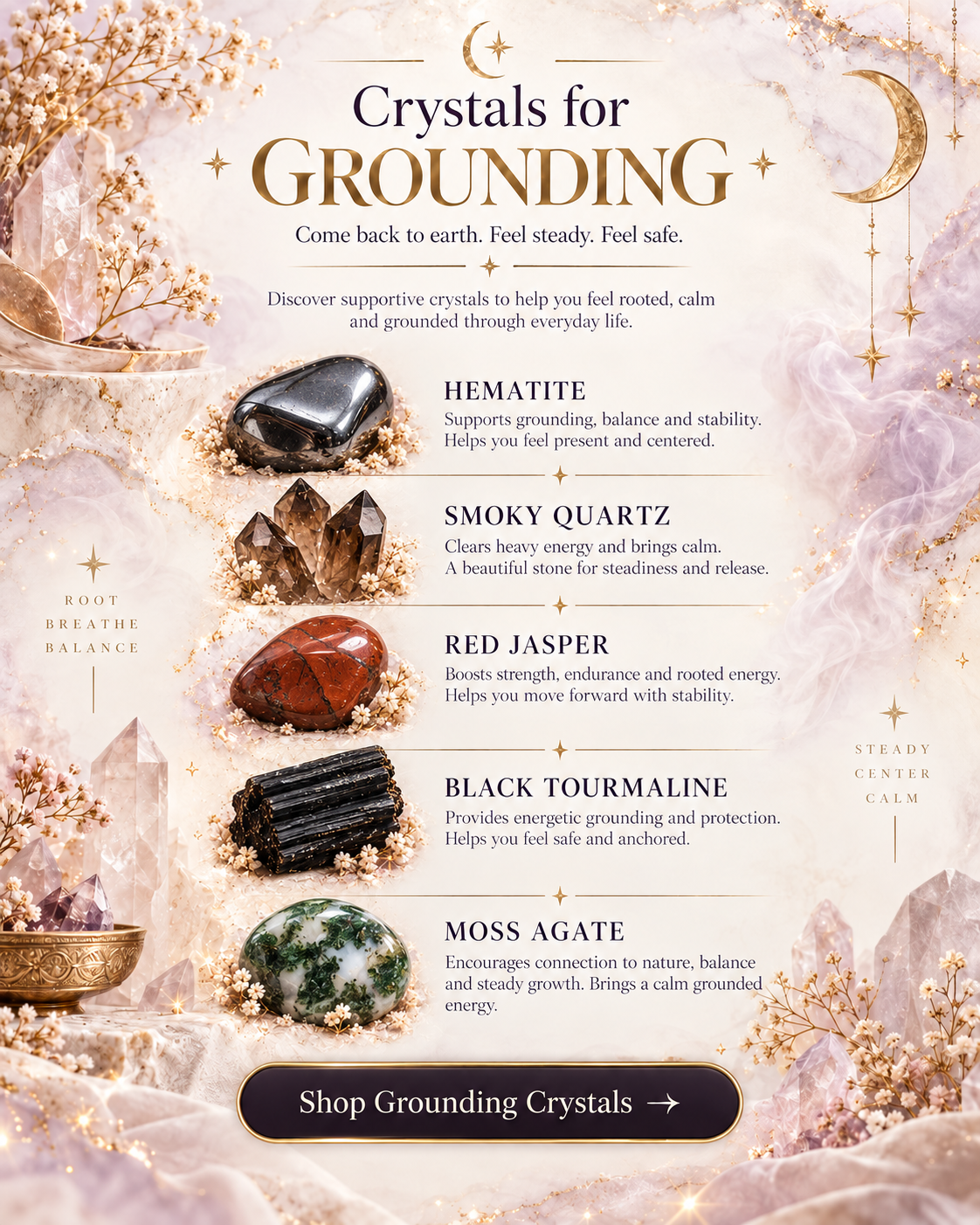 SoulStone Co. Crystals for Grounding guide