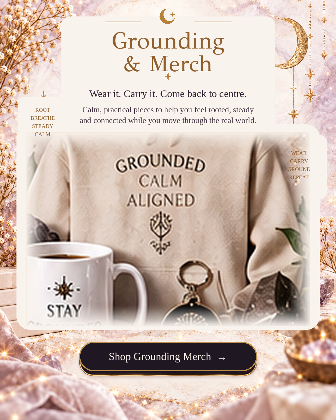 SoulStone Co. Grounding merch panel
