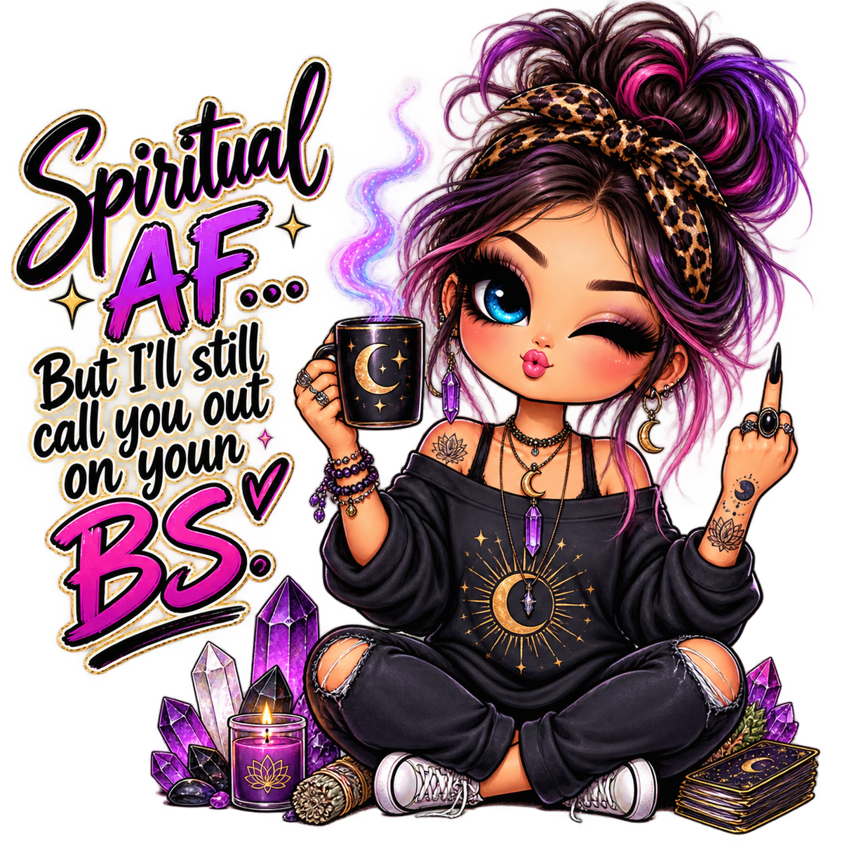 Spiritual AF crystal and celestial artwork by SoulStone Co
