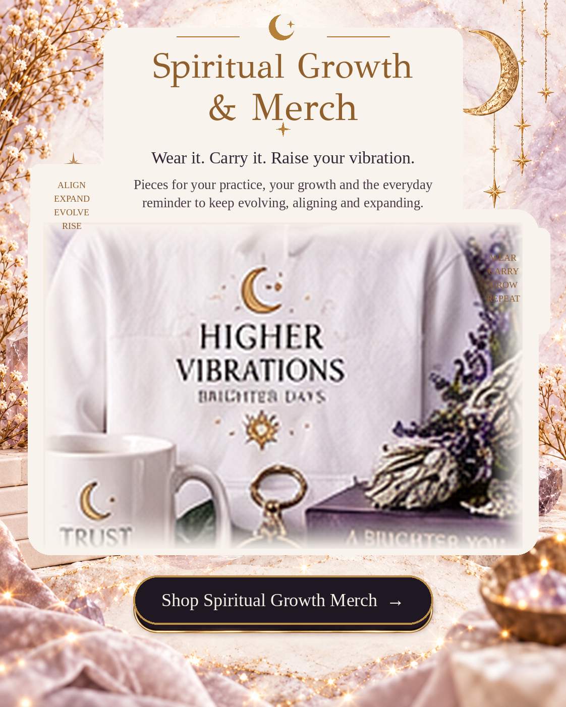 SoulStone Co. Spiritual Growth merch panel